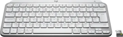 Produktbild von Logitech MX Keys Mini For Business, Kabellos, RF Wireless + Bluetooth, Scherenschalter, QWERTY, LED, Grau