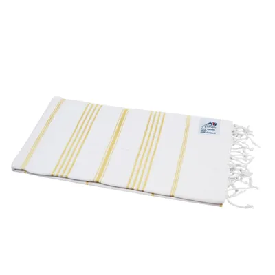 Produktbild von Hamamtuch Saunatuch "Sultan weiß gold" Pestemal 100x180 cm