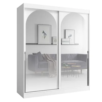 Obrázok produktu pre PAWS MÖBEL Biela posuvná šatníková skriňa 180x215x65 MONIDO so zrkadlami moderná funkčná, šatníková skriňa do spálne, skriňa