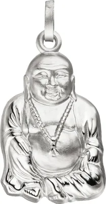 Produktbild von Anhänger Buddha aus echtem 925 Silber rhodiniert teilmattiert Silberanhänger