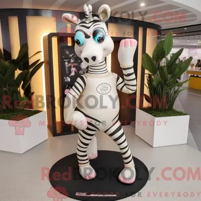 Produktbild von Cremefarbenes REDBROKOLY Zebra-Maskottchenkostüm mit Yogahose und Handtasche