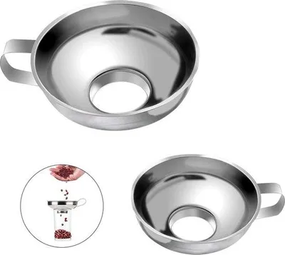 Produktbild von Famanu Trichterset Edelstahl mit Handgriff und breiter Öffnung - 2 Stück
