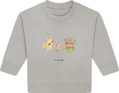 Produktbild von Mr. & Mrs. Panda Organic Baby Pullover Waldtiere Aloha 12. - 18. Monat - Heather Grey - Geschenk, Tanzen, Musik, Lustige Sprüche, Bär, Wald, Bullover, Igel