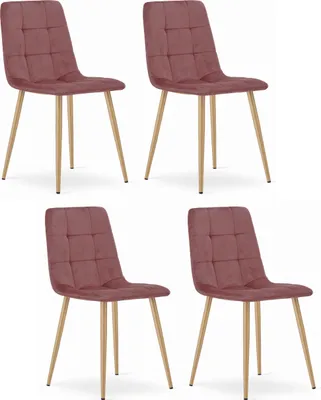 Obrázok produktu pre Kreslo CETARA ružové čalúnené zamatom, kovové nohy, rozmery 45x87x51 cm, nosnosť do 110 kg, do obývačky, kancelárie, 4 kusy