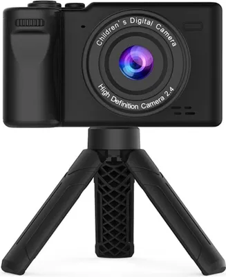 Produktbild von ZELURXX Mini Digitalkamera mit Ständer, Dual-Kamera, 1080P Video, 4.0X Zoom Beauty-Filter, Spielzeug für Kinder, Studenten, Schwarz