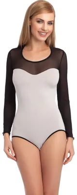 Image de Body à manches longues pour femme Merry Style VBD15 (gris clair/noir, M)