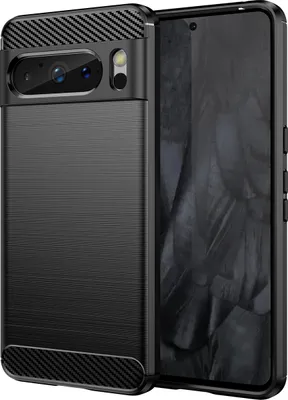 Produktbild von Google Pixel 8 Pro Hülle, Carbon-Faser TPU Silikon Stoßfest Schutzhülle für Google Pixel 8 Pro Schwarz