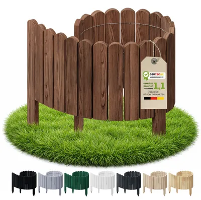 Obrázek produktu pro Floranica dřevěný obrubník záhonu 10 x 100 cm hnědý okraj trávníku zahradní plot dřevěný plot flexibilní rollborder