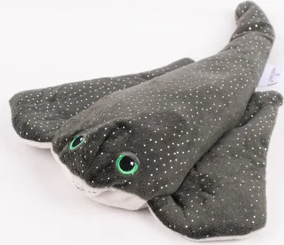 Produktbild von Warmies Mini Wärmestofftier Manta-Rochen Glitzer grau hellgrau grün 100% Hirse-Lavendelfüllung