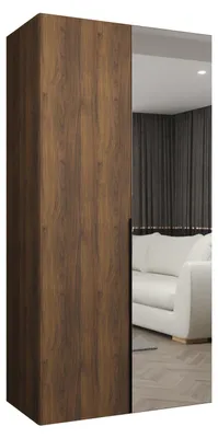 Produktbild von MEBLE KRYSPOL, Kleiderschrank Spiegel, 100x202x52, Warmia-Nuss, Griff Schwarz