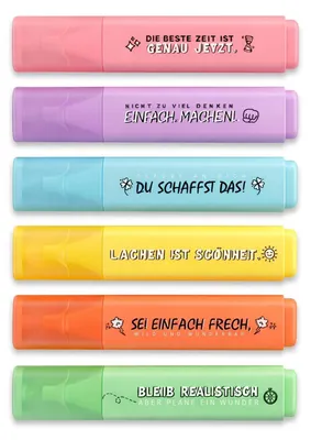 Image de Lot de 6 marqueurs de couleur, avec des slogans amusants, pour le bureau et l'école
