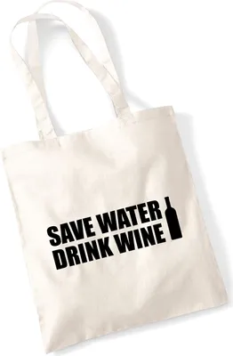 Produktbild von Huuraa Jutebeutel Save Water Drink Wine Weinflasche 10 Liter Natural Baumwolle Tasche Geschenkidee