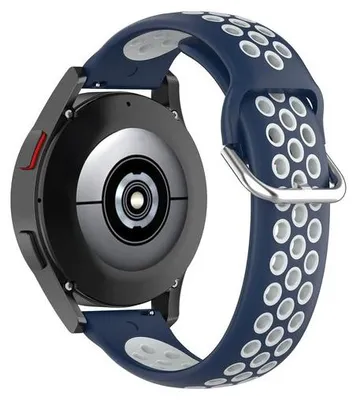 Produktbild von By Qubix passend für Garmin Venu / Sq / Sq2 / 2 plus - Silikon-Sportarmband mit Schnalle - Dunkelblau + Weiß