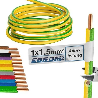 Productafbeelding van PVC kabel 1,5 mm2 H07V-U groen geel - 10m tot 100m