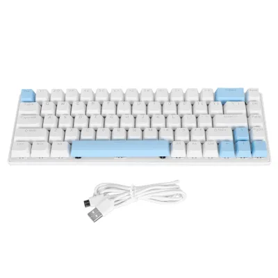Obrázek produktu pro Mechanická klávesnice, 68 kláves – RGB podsvícení s modrými spínači, bílá/modrá