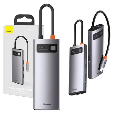 Produktbild von Baseus Metal Gleam, USB 3.2 Gen 1 (3.1 Gen 1) Type-C, 100 W, 10,100,1000 Mbit/s, Grau, 4K Ultra HD, 30 Hz