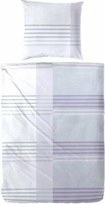 Produktbild von Hahn Feinbiber Bettwäsche Streifen Lila Türkis 100% Baumwolle Reißverschluss Bettbezug Kissenbezug Bettgarnitur Bettwäsche-Set 135x200 cm