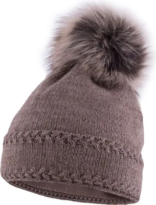 Produktbild von Warme Strickmütze Damen Wintermütze Bommelmütze gefüttert mit Bommel Neverless® braun