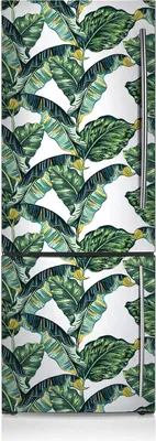 Produktbild von Kühlschrank Aufkleber Kühlschrankmagnete Dekoration Kühlschrankfolie 60x190 cm - Exotische Blätter