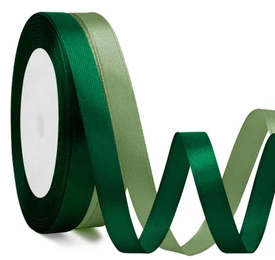 Productafbeelding van 2 stuks satijnband, 3/8 inch breed, groen – decoratieve band