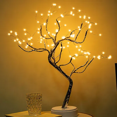 Produktbild von 108 LED Bonsai Baum Lampe, LED Dekolampe Warmweiß, USB/Batteriebetrieben, Touch-Schalter, DIY Baumlicht, Tischleuchte für Wohnzimmer Schlafzimmer Deko