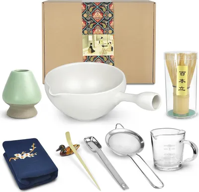 Produktbild von Japanisches Teezeremonie-Set - mit Ausgießer und Griff - Schneebesen - Teelöffel - Pulver-Sieb - Teeservice - Matcha für Usucha - Koicha - Matcha Latte
