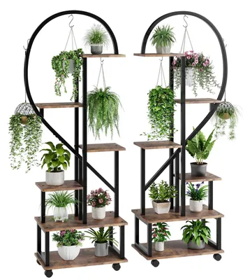 Image de Étagère à plantes - Support à plantes - Table pour plantes - Étagères à plantes - Étagère à fleurs - Lot de 2, 6 niveaux