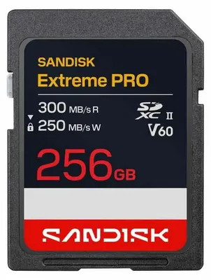 Imagen del producto de SanDisk Extreme PRO SDXC UHS-II V60, 256 GB, SDXC, UHS-II, 300 MB/s (lectura), 250 MB/s (escritura), V60