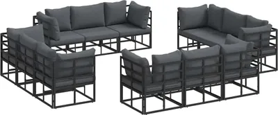 Produktbild von vidaXL Gartensofa-set 12 pcs Schwarz Metall