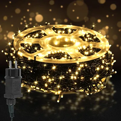 Produktbild von Faziango 100M LED Lichterkette 500LEDs 8 Modi mit Memory Funktion, Weihnachten Party Garten Bedienung Funkelnder Sterneffekt Deko Warmweiß