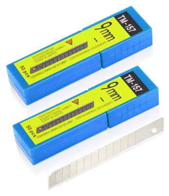 Produktbild von Abbrechklingen 9mm Kohlenstoffstahl 100 Stück Rostschutz 60° scharf