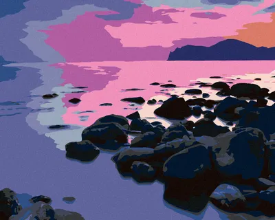 Produktbild von Zuty - Malen nach Zahlen - SONNENUNTERGANG ÜBER DER FELSIGEN KÜSTE, 40x50 cm, mit Keilrahmen (bereits gespannt)
