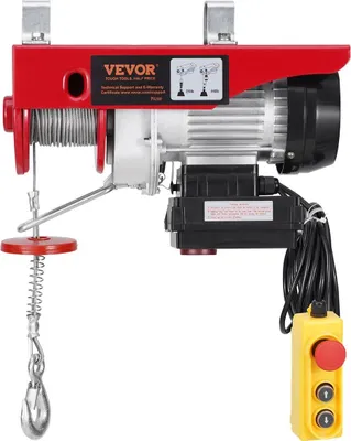 Imagen del producto de Grúa elevadora eléctrica con cabrestante, capacidad de 200 kg, alcance de 100 metros, con control remoto inalámbrico y control remoto cableado de 4 metros