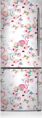 Produktbild von Aufkleber Kühlschrankmagnete Dekoration Kühlschrankfolie 60x180 cm - Blumen Flamingos.