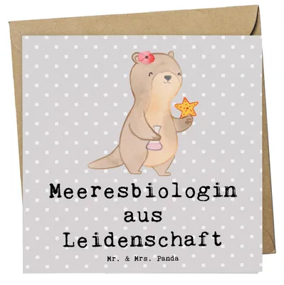 Produktbild von Mr. & Mrs. Panda Grußkarte Meeresbiologin Leidenschaft - Grau Pastell - Geschenk, Studium, doppelkarte, anlasskarte, Witzig, Spruch, faltkarte, Lustig, Glückwunschkarte
