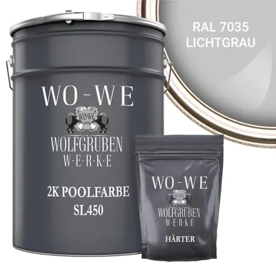 Produktbild von 2K Poolfarbe Poolbeschichtung Schwimmbadfarbe SL450 Lichtgrau wie RAL 7035 - 20Kg