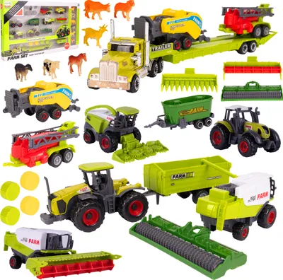 Produktbild von Malplay Bauernhof Set Spielzeug Traktor Mähdrescher Maschine mit Tiere ab 3 Jahren 1:64