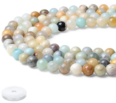 Productafbeelding van Amazoniet kralen - Ronde edelstenen kralen om aan een draad te rijgen - Geschikt voor sieraden maken en doe-het-zelf projecten - 8 mm diameter - 50 stuks