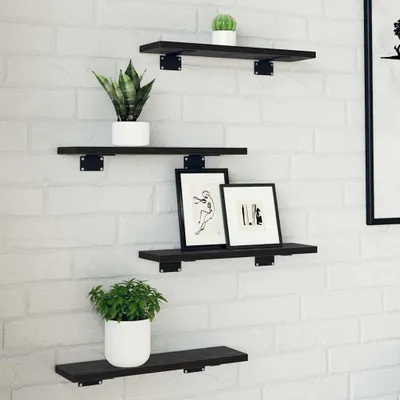 Produktbild von Maison Exclusive - Regalbrett 4 pcs Schwarz 40 x 10 x 1,5 cm Holzwerkstoff