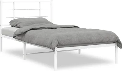 Produktbild von vidaXL Bettgestell mit Kopfteil Metall Weiß 100x190 cm