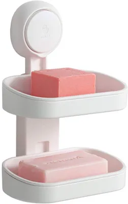 Produktbild von Doppelwandiges Seifenbehälter mit Düse, starke Sponshalter für Dusche, Bad und Waschbecken, ohne Bohren