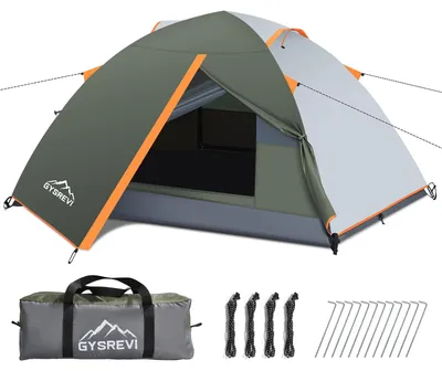 Immagine prodotto di Tenda da campeggio per 2-3 persone, con doppia porta, impermeabile e resistente al vento, tenda 2-in-1, ideale per il campeggio
