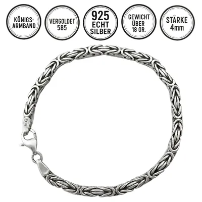 Produktbild von Königsarmband 925 Silber Königskette 21 mm 4mm stark Silberkette Luxus