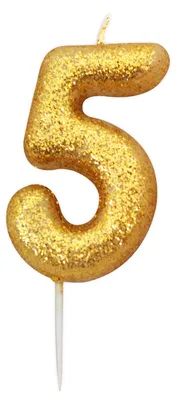 Image de Bougie chiffre dorée pailletée 5 - 8,5 cm - taille unique