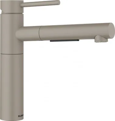 A studio shot of a kitchen faucet.