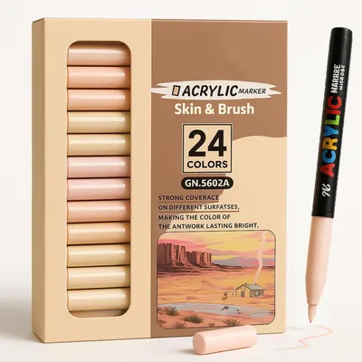 Obrázok produktu pre Akrylové fixky v odtieňoch pokožky s jemnou špičkou, 24 kusov