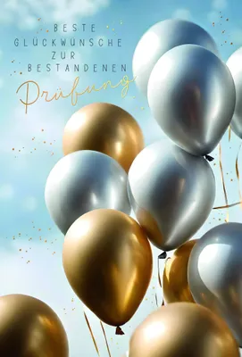 Produktbild von Prüfung Karte mit Briefumschlag Luftballons, mit Goldfolie