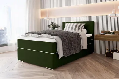 Produktbild von 99rooms Phönix Mini Boxspringbett 120x200 cm Webstoff MALMO_NEW Dunkelgrün