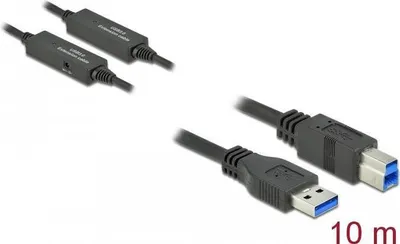 Zdjęcie produktu dla DeLOCK 85380, 10 m, USB A, USB B, USB 3.2 Gen 1 (3.1 Gen 1), 5 Gbit/s, Czarny