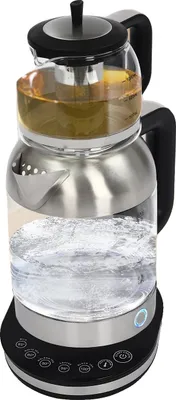Obrázek produktu pro Elektrická varná konvice, objem 1,7 litru, výkon 1800 W, borosilikátové sklo, dvojí funkce, automatické vypnutí
